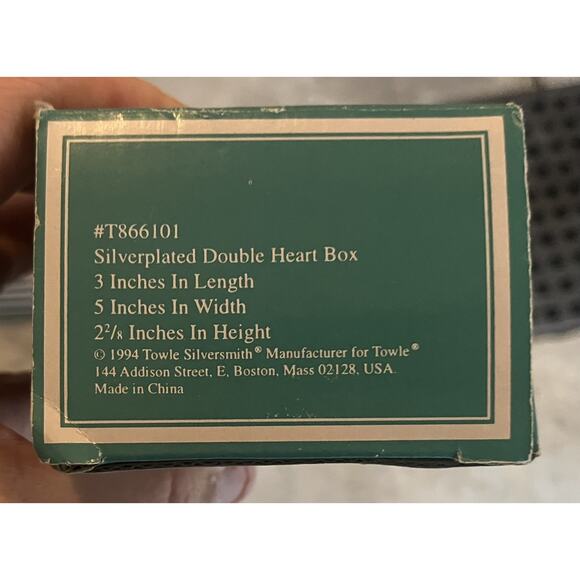 VINTAGE Towle SILVER PLATED DOUBLE HEART SHAPED Trinket JEWELRY BOX 1994 - NEW! - Picture 6 of 6